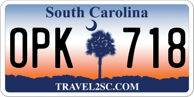 SC license plate OPK718
