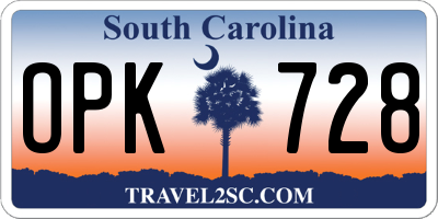 SC license plate OPK728
