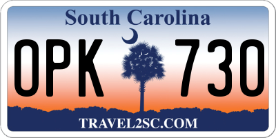 SC license plate OPK730