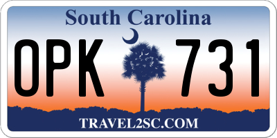 SC license plate OPK731