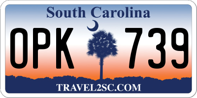 SC license plate OPK739