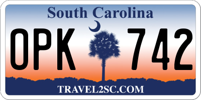 SC license plate OPK742