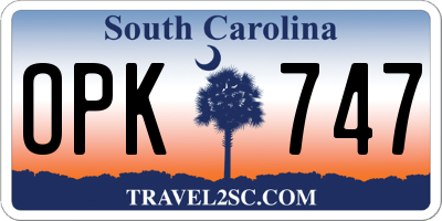 SC license plate OPK747