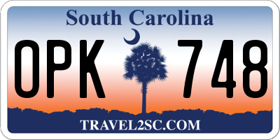 SC license plate OPK748