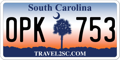 SC license plate OPK753