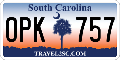 SC license plate OPK757