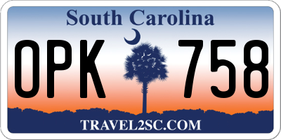 SC license plate OPK758
