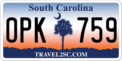 SC license plate OPK759
