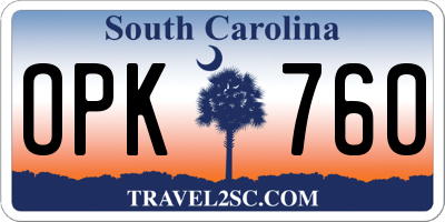 SC license plate OPK760