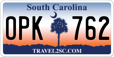 SC license plate OPK762