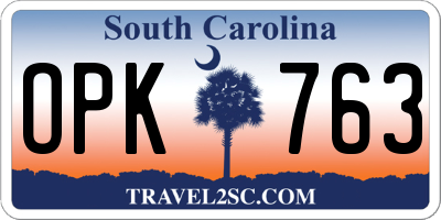 SC license plate OPK763