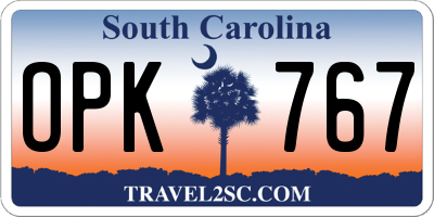 SC license plate OPK767