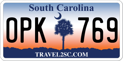 SC license plate OPK769
