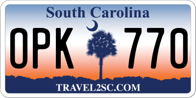 SC license plate OPK770