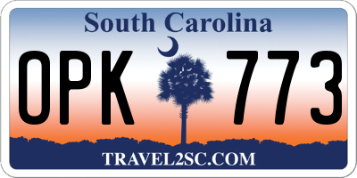 SC license plate OPK773