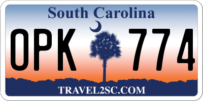SC license plate OPK774