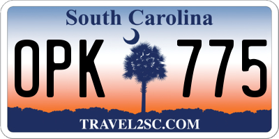 SC license plate OPK775