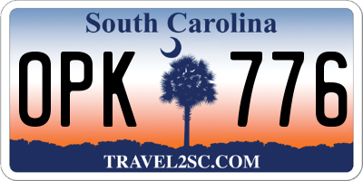 SC license plate OPK776