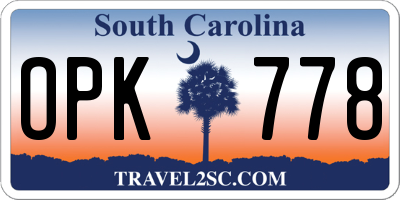 SC license plate OPK778