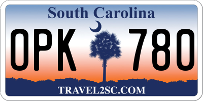 SC license plate OPK780