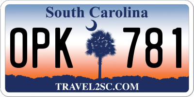 SC license plate OPK781