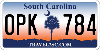 SC license plate OPK784