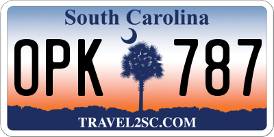 SC license plate OPK787