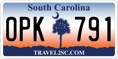 SC license plate OPK791