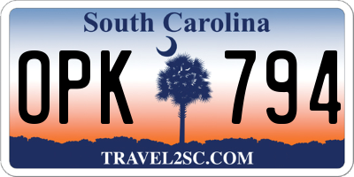 SC license plate OPK794