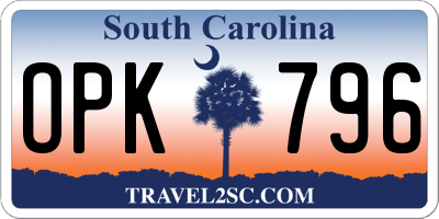 SC license plate OPK796