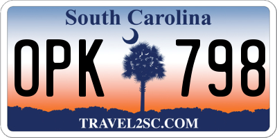 SC license plate OPK798