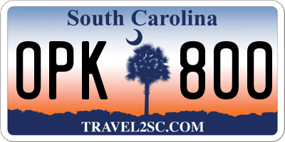 SC license plate OPK800