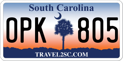 SC license plate OPK805