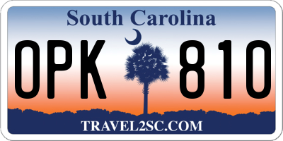 SC license plate OPK810
