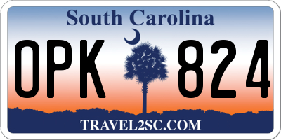 SC license plate OPK824