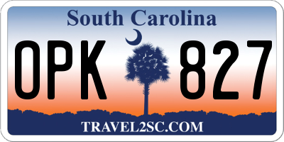 SC license plate OPK827