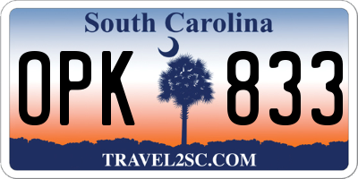 SC license plate OPK833