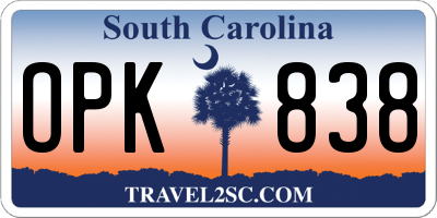 SC license plate OPK838