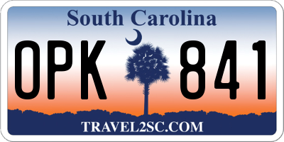SC license plate OPK841
