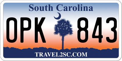 SC license plate OPK843