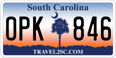 SC license plate OPK846