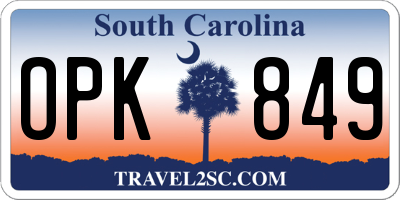SC license plate OPK849