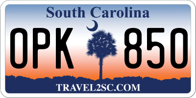 SC license plate OPK850