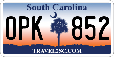 SC license plate OPK852