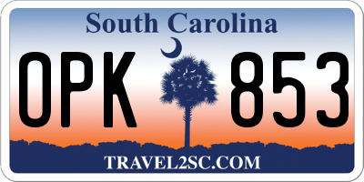 SC license plate OPK853