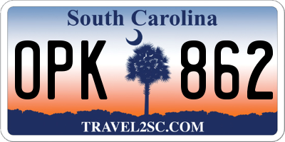 SC license plate OPK862