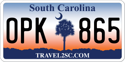 SC license plate OPK865