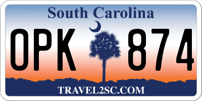 SC license plate OPK874