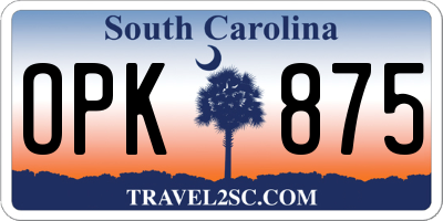 SC license plate OPK875