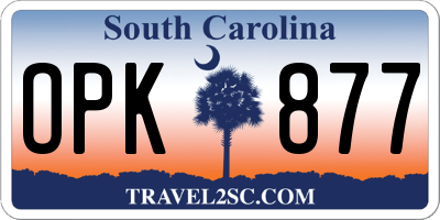 SC license plate OPK877